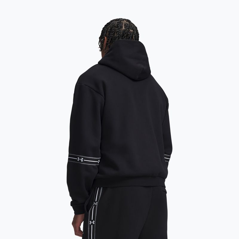 Vyriškas džemperis Under Armour Icon Fleece Taped Hoodie ultimate black/white 2