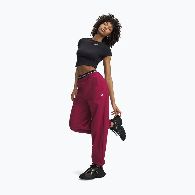 Moteriškos kelnės Under Armour Icon Fleece Gym Pant claret/white 2