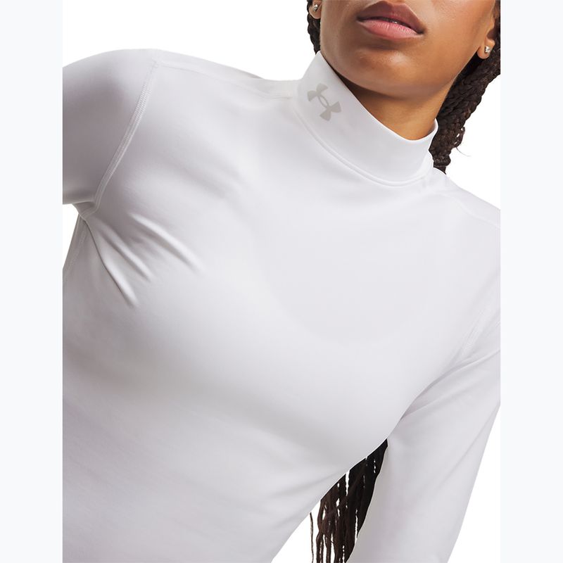 Moteriški treniruočių marškinėliai ilgomis rankovėmis Under Armour ColdGear Mock LS white/halo gray 3