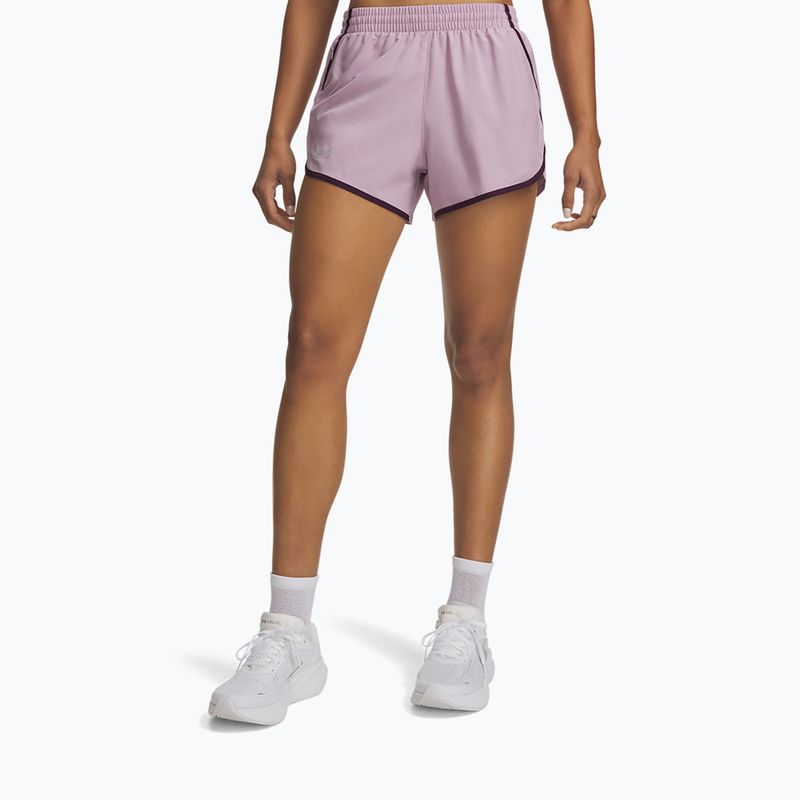 Moteriški bėgimo šortai Under Armour Fly By 3" Shorts mauve pink/purple echo/reflective