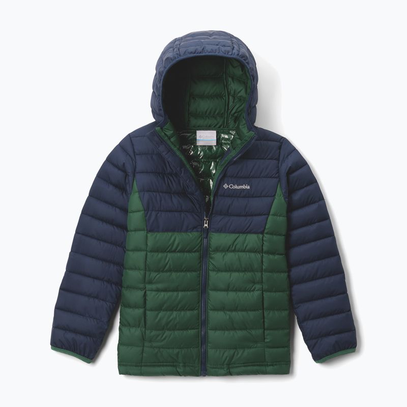 Vaikiška striukė Columbia Powder Lite II Hooded Rain Forest/Collegiate Navy 8