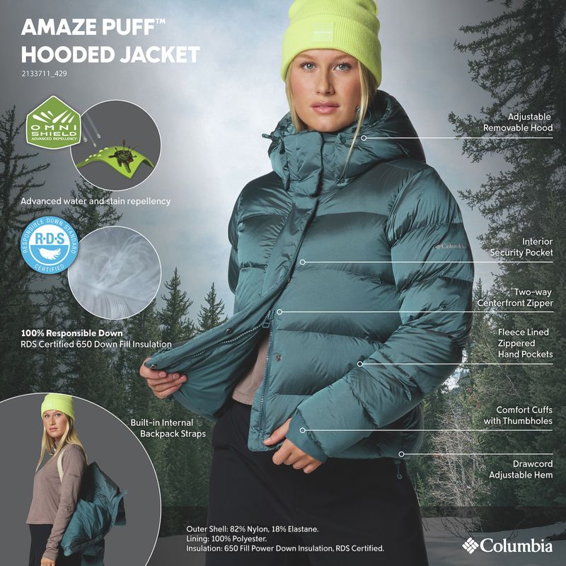 Moteriška pūsta striukė Columbia Amaze Puff Hooded everblue high shine 12