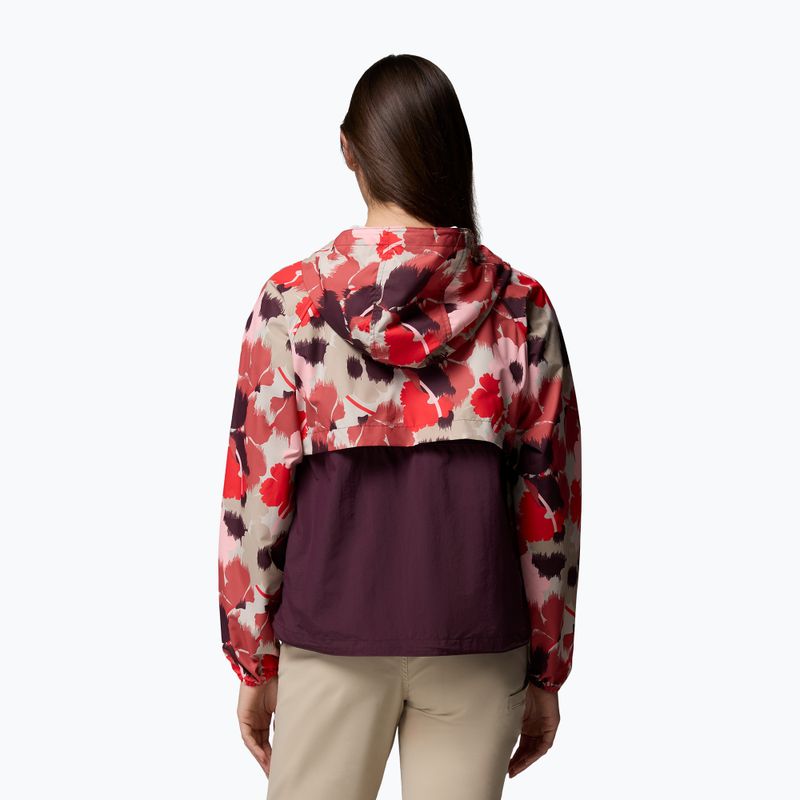 Moteriška vėjui atspari striukė Columbia Spire Valley Printed Windbreaker washed red ikatbloom print/moonvista 3