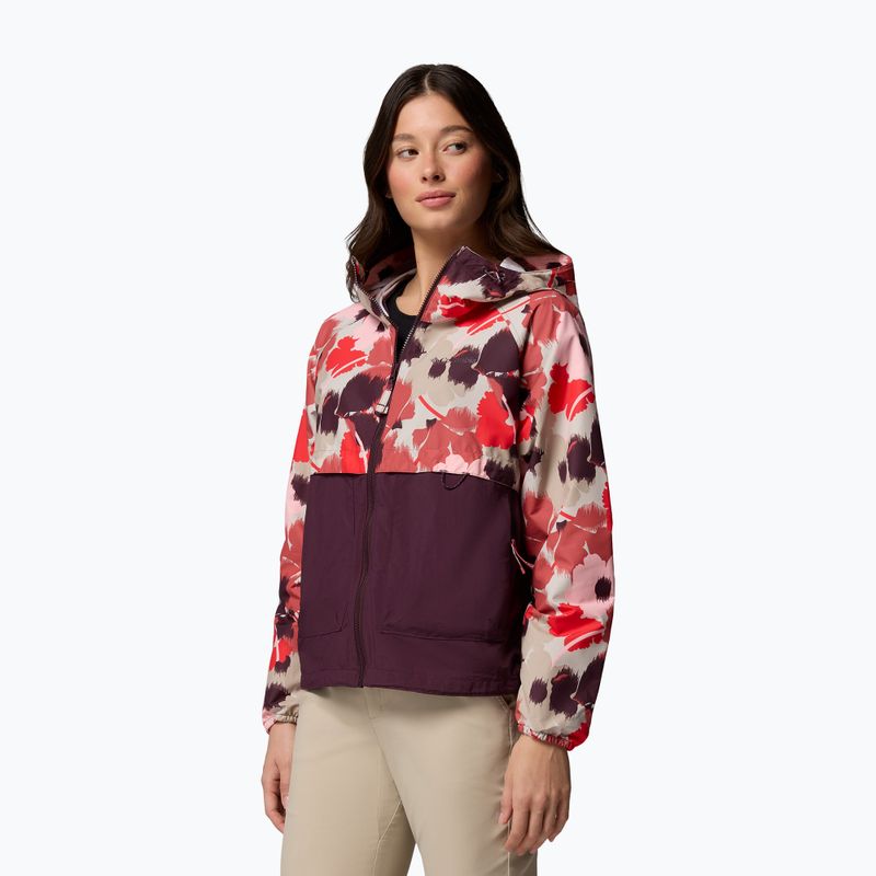Moteriška vėjui atspari striukė Columbia Spire Valley Printed Windbreaker washed red ikatbloom print/moonvista 4