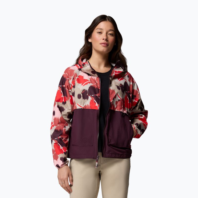 Moteriška vėjui atspari striukė Columbia Spire Valley Printed Windbreaker washed red ikatbloom print/moonvista 5