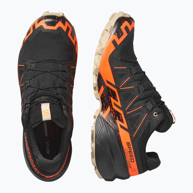 Vyriški bėgimo bateliai Salomon Speedcross 6 GTX juoda/šokiruojanti oranžinė/balta pipirai 6