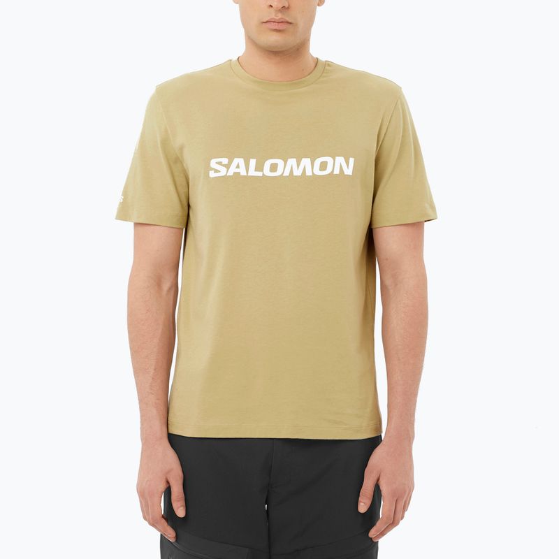Vyriški marškinėliai Salomon Logo pilkai žali