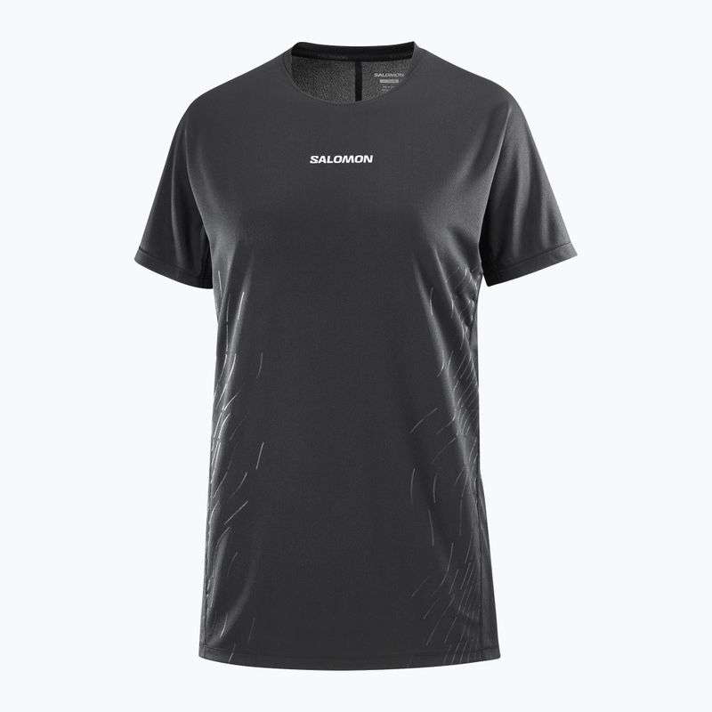 Moteriški bėgimo marškinėliai Salomon Sense Aero SS Tee GFX deep black 3
