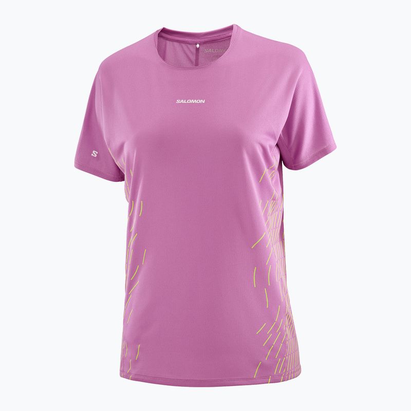 Moteriški bėgimo marškinėliai Salomon Sense Aero SS Tee GFX iris orchid/acid lime 4