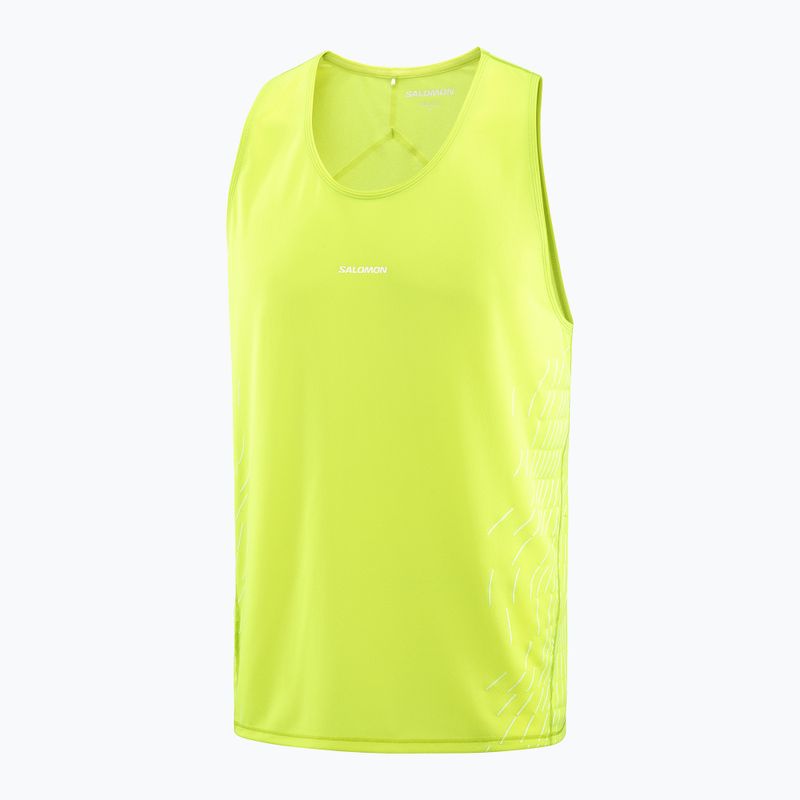 Vyriški bėgimo marškinėliai Salomon Sense Aero Singlet GFX acid lime 4