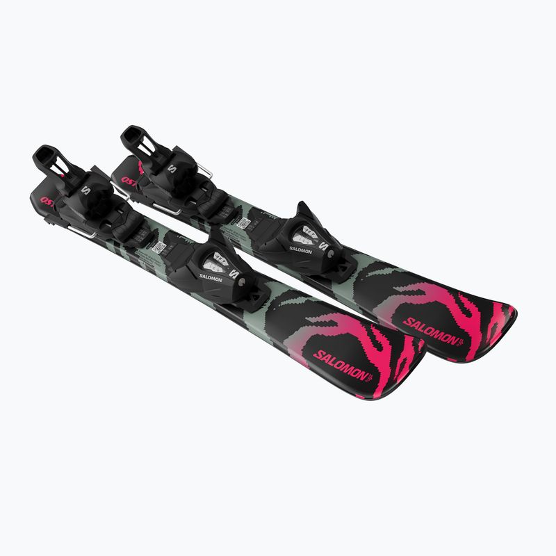 Vaikiškos kalnų slidės + apkaustai Salomon QST Jr Black XS + C5 GW black/neon punch 4