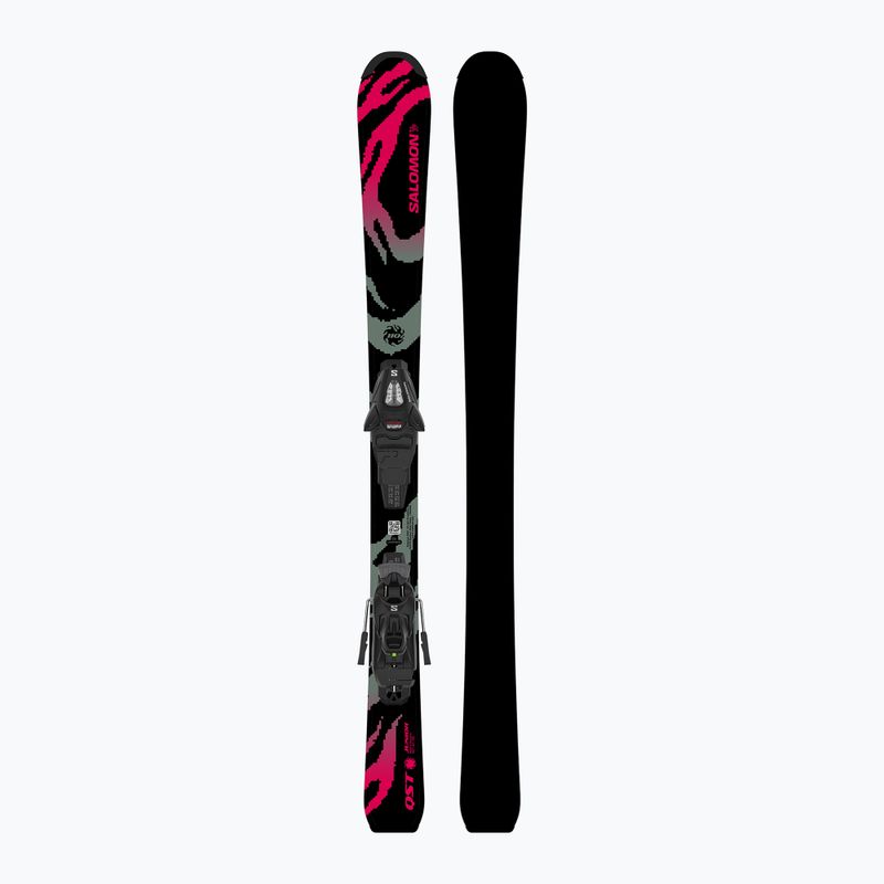 Vaikiškos kalnų slidės + apkaustai Salomon QST Jr Black S + C5 GW black/neon punch 3