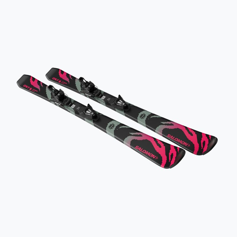 Vaikiškos kalnų slidės + apkaustai Salomon QST Jr Black S + C5 GW black/neon punch 4