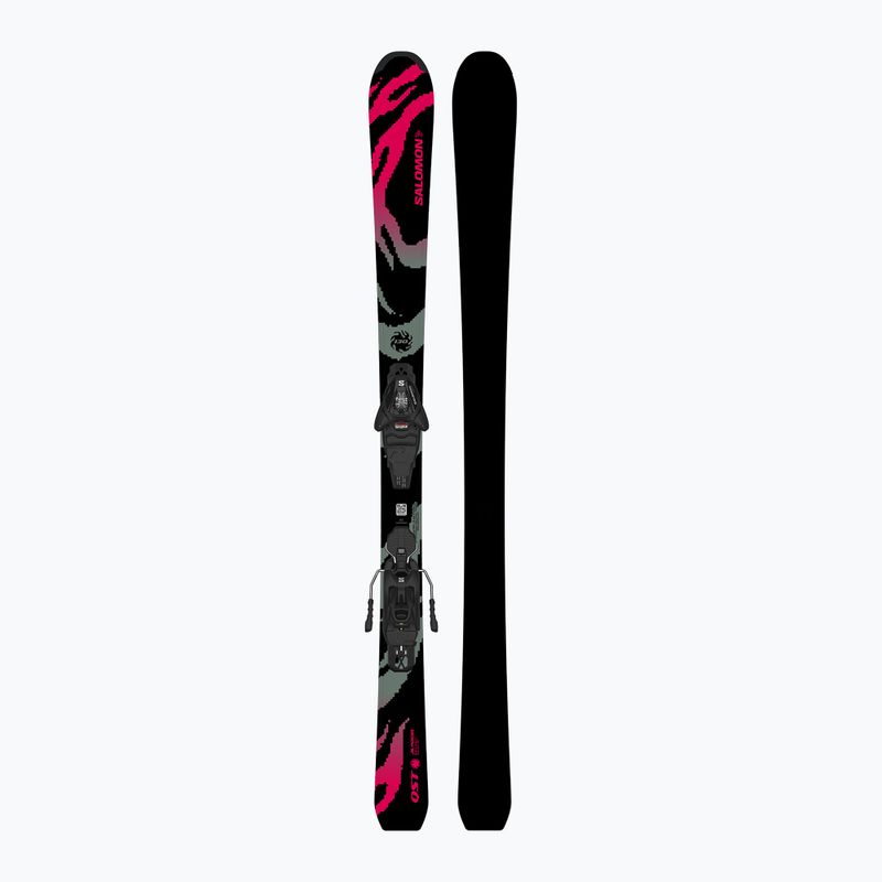 Vaikiškos kalnų slidės + apkaustai Salomon QST Jr Black M + L6 GW black/neon punch 3