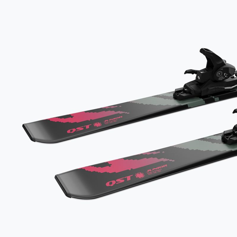 Vaikiškos kalnų slidės + apkaustai Salomon QST Jr Black M + L6 GW black/neon punch 7