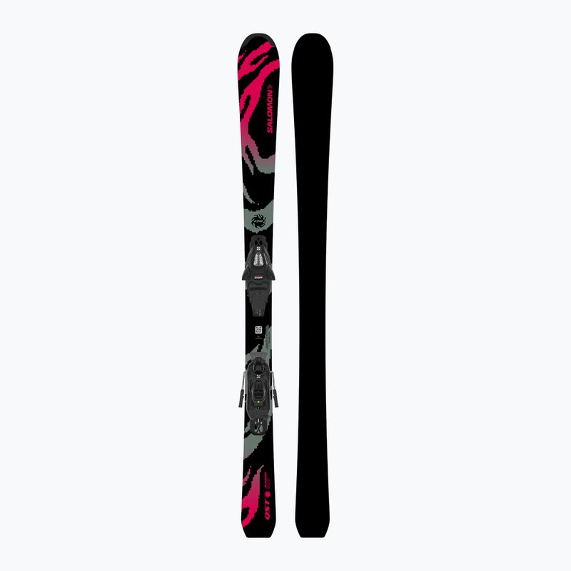 Vaikiškos kalnų slidės + apkaustai Salomon QST Jr Black M + C5 GW black/neon punch 3