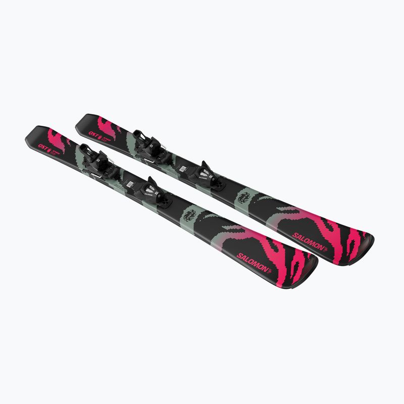 Vaikiškos kalnų slidės + apkaustai Salomon QST Jr Black M + C5 GW black/neon punch 4