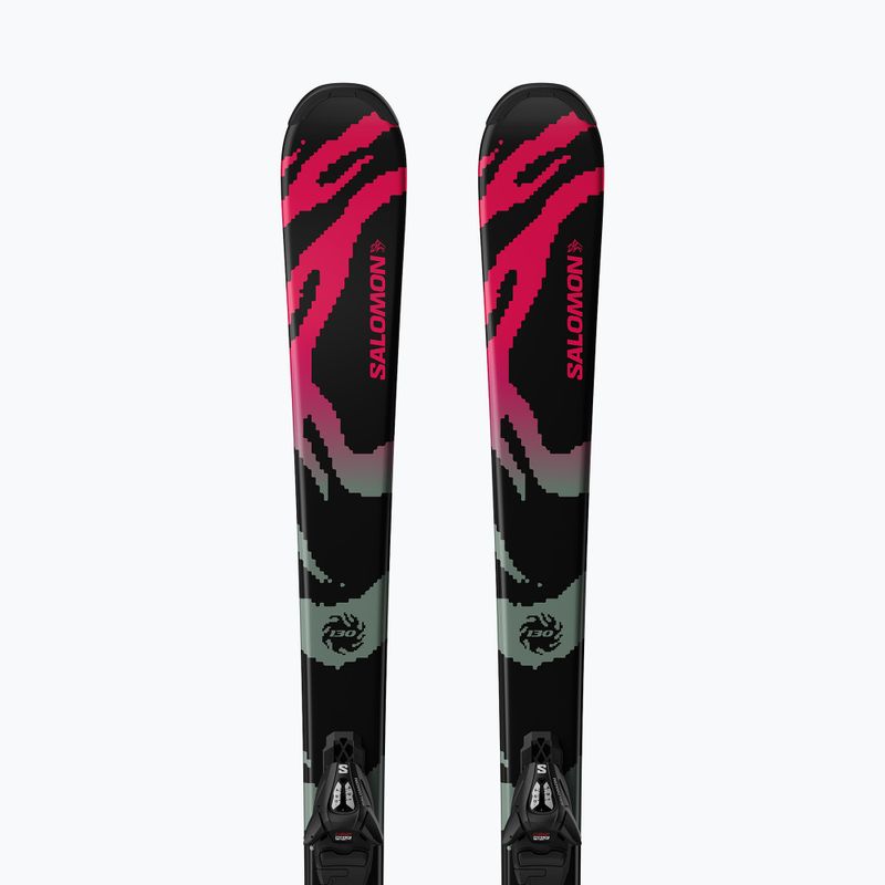Vaikiškos kalnų slidės + apkaustai Salomon QST Jr Black M + C5 GW black/neon punch 5