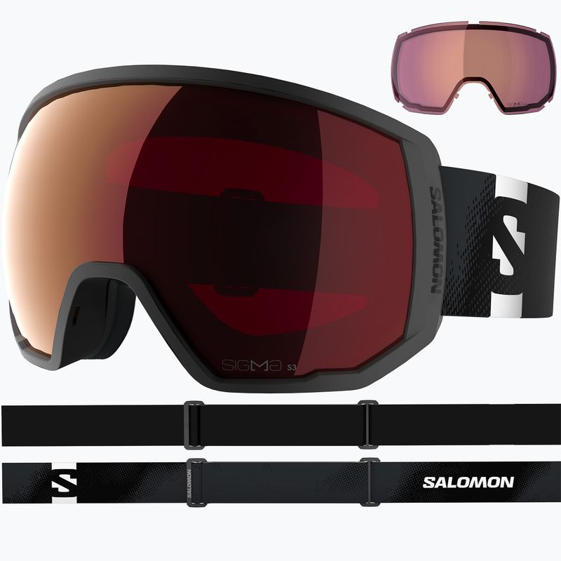 Slidinėjimo akiniai Salomon Radium Pro Outline Sigma S3+S1 black/sigma fire red/sigma light blue 2