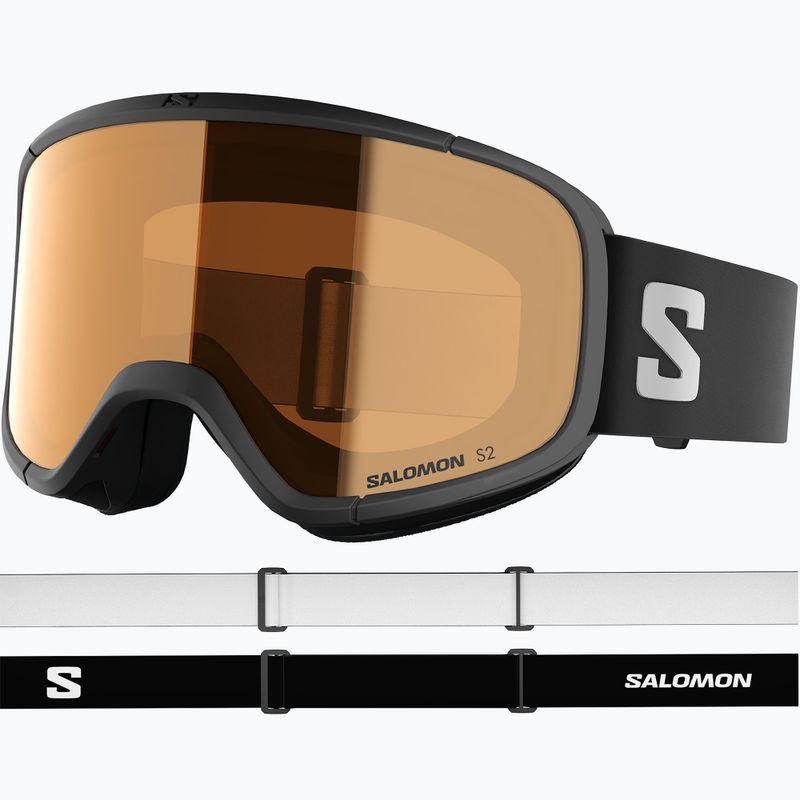 Vaikiški slidinėjimo akiniai Salomon Rio S2 black/flash tonic orange 2