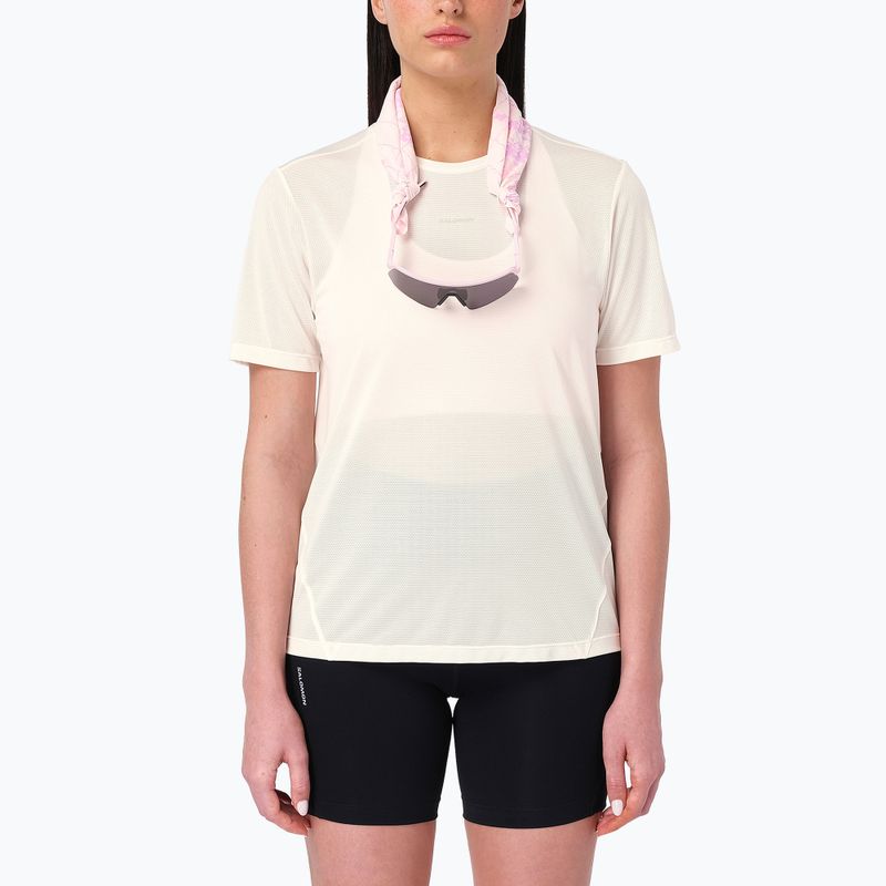 Moteriški bėgimo marškinėliai Salomon Shakeout Core GFX SS Tee whisper white/pink frosting