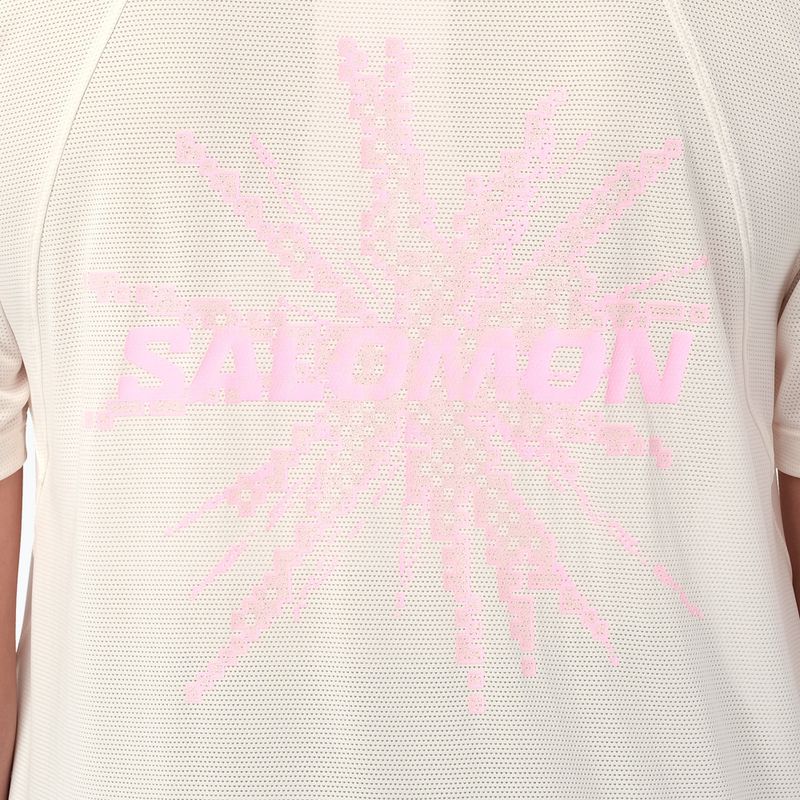 Moteriški bėgimo marškinėliai Salomon Shakeout Core GFX SS Tee whisper white/pink frosting 4