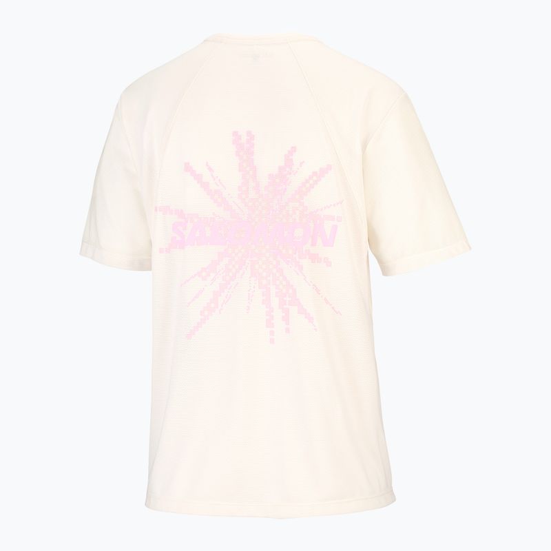 Moteriški bėgimo marškinėliai Salomon Shakeout Core GFX SS Tee whisper white/pink frosting 6
