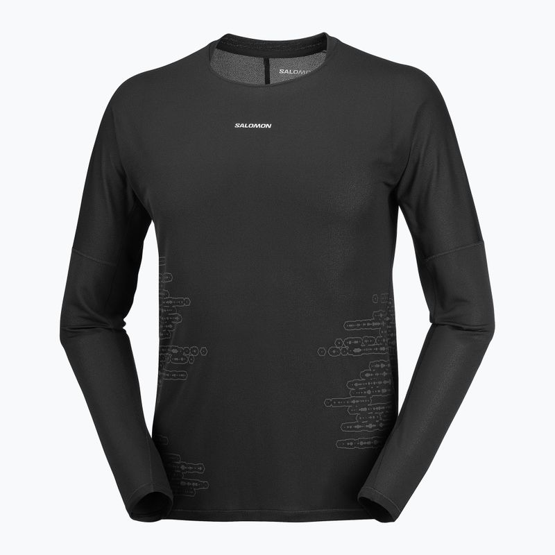 Vyriški bėgimo marškinėliai su ilgomis rankovėmis  Salomon Sense Aero GFX Tee LS deep black/black beauty 4