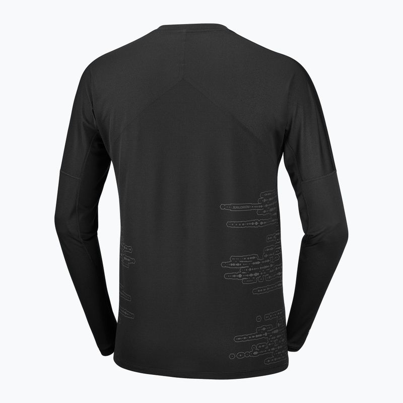 Vyriški bėgimo marškinėliai su ilgomis rankovėmis  Salomon Sense Aero GFX Tee LS deep black/black beauty 5