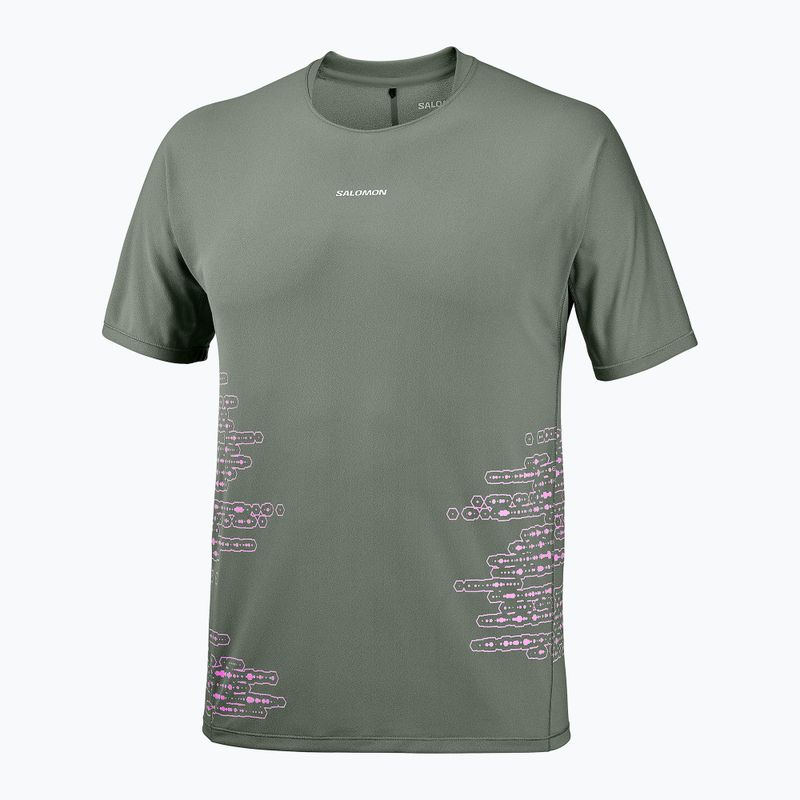Vyriški bėgimo marškinėliai Salomon Sense Aero GFX Tee SS castor gray/pink frosting 4