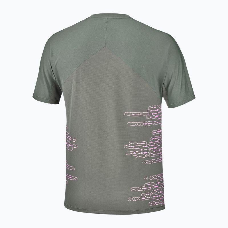 Vyriški bėgimo marškinėliai Salomon Sense Aero GFX Tee SS castor gray/pink frosting 5