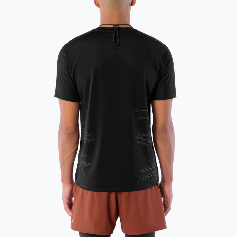 Vyriški bėgimo marškinėliai Salomon Sense Aero GFX Tee SS deep black/black beauty 2
