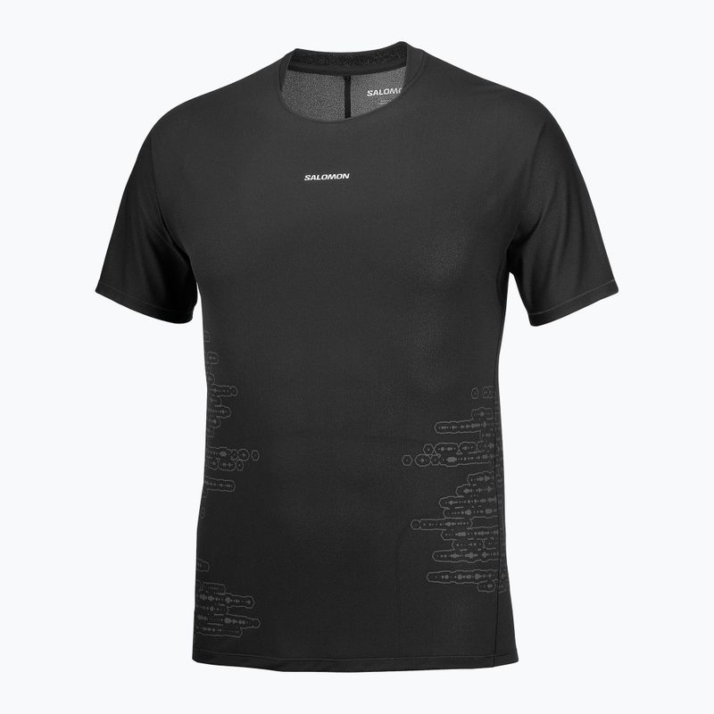 Vyriški bėgimo marškinėliai Salomon Sense Aero GFX Tee SS deep black/black beauty 4