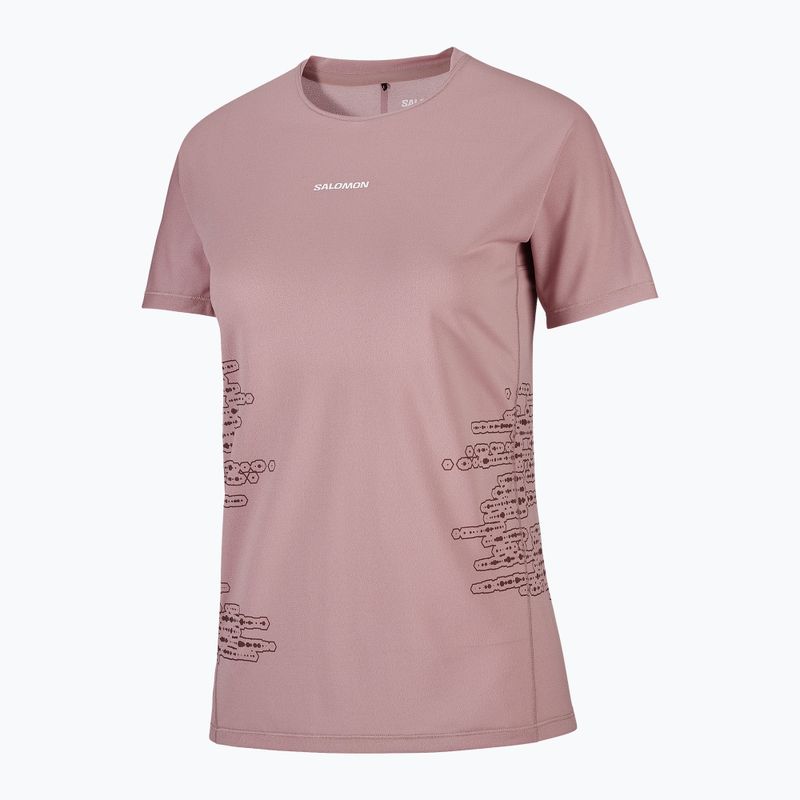 Moteriški bėgimo marškinėliai Salomon Sense Aero GFX Tee SS antler/chocolate fondant 3