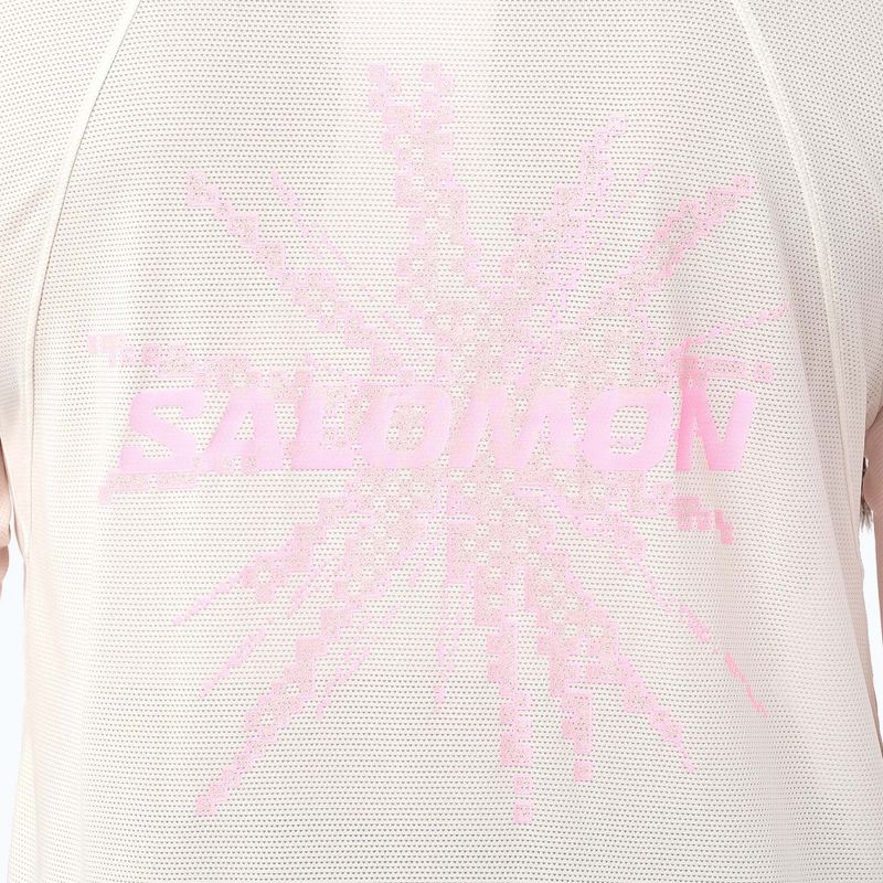 Moteriški bėgimo marškinėliai su ilgomis rankovėmis  Salomon Shakeout Core Tee GFX LS whisper white/pink frosting 4