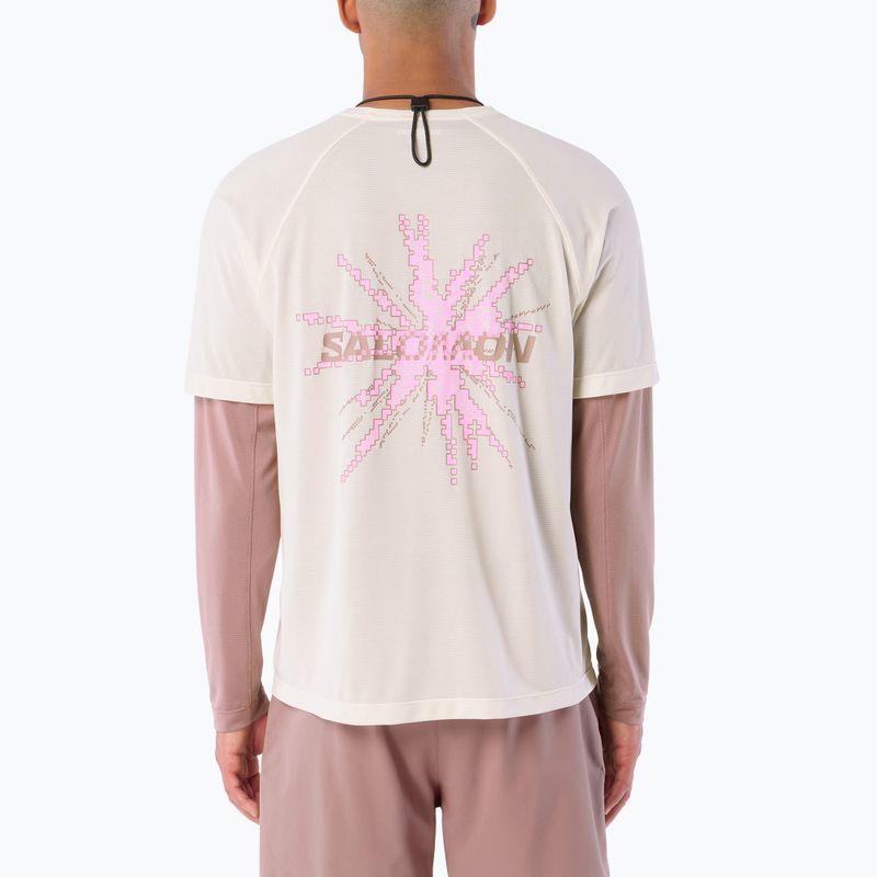 Vyriški bėgimo marškinėliai Salomon Shakeout Core GFX SS Tee whisper white/pink frosting 2