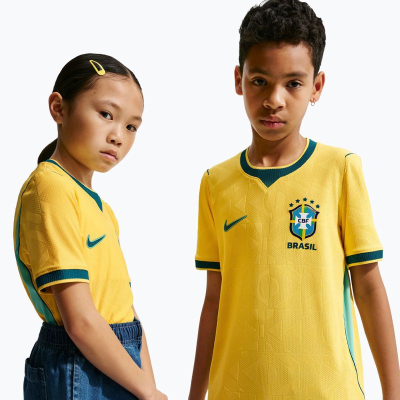 Vaikiški futbolo marškinėliai Nike Brazil 2026/27 Match Home canary/light mint/geode teal 4