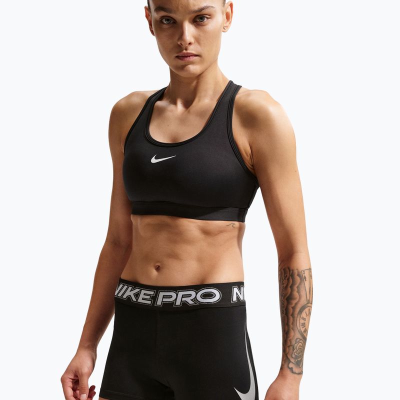 Moteriški treniruočių šortai Nike Pro Mid Rise Biker 3" black/white/metallic silver 4