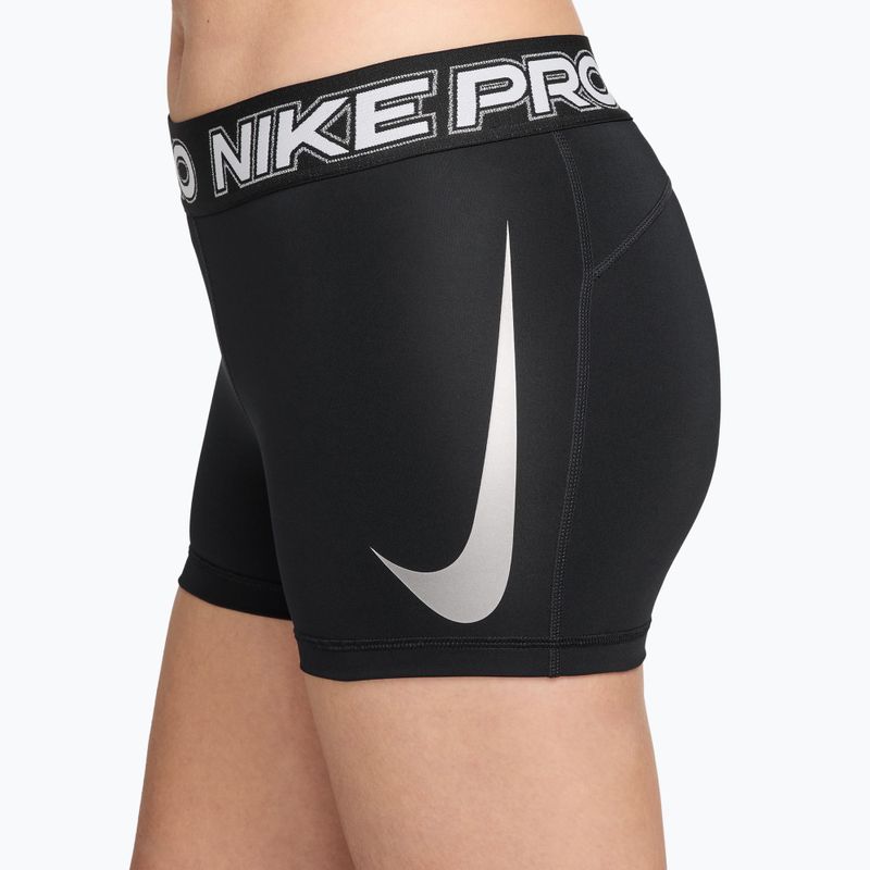 Moteriški treniruočių šortai Nike Pro Mid Rise Biker 3" black/white/metallic silver 6