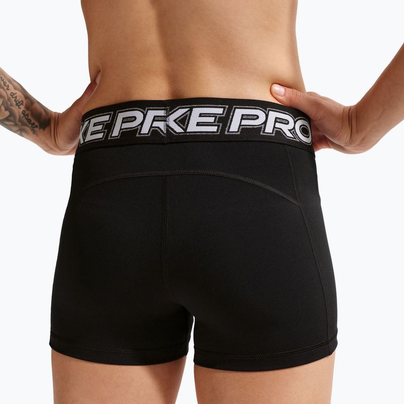 Moteriški treniruočių šortai Nike Pro Mid Rise Biker 3" black/white/metallic silver 7