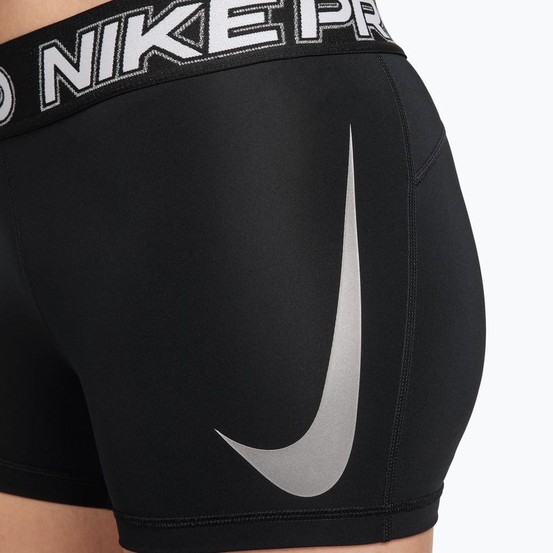 Moteriški treniruočių šortai Nike Pro Mid Rise Biker 3" black/white/metallic silver 8