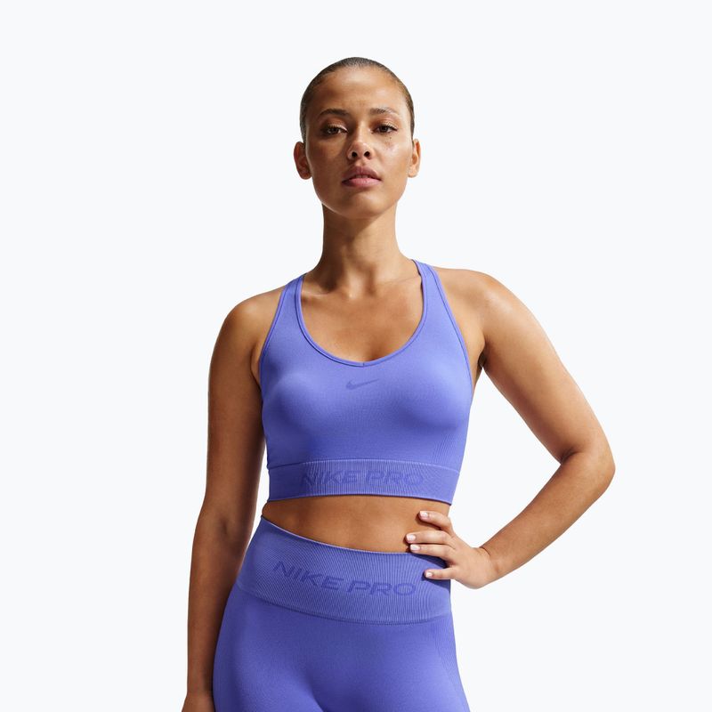 Moteriški šortai Nike Pro Seamless High-Waisted Biker 5" sapphire 5