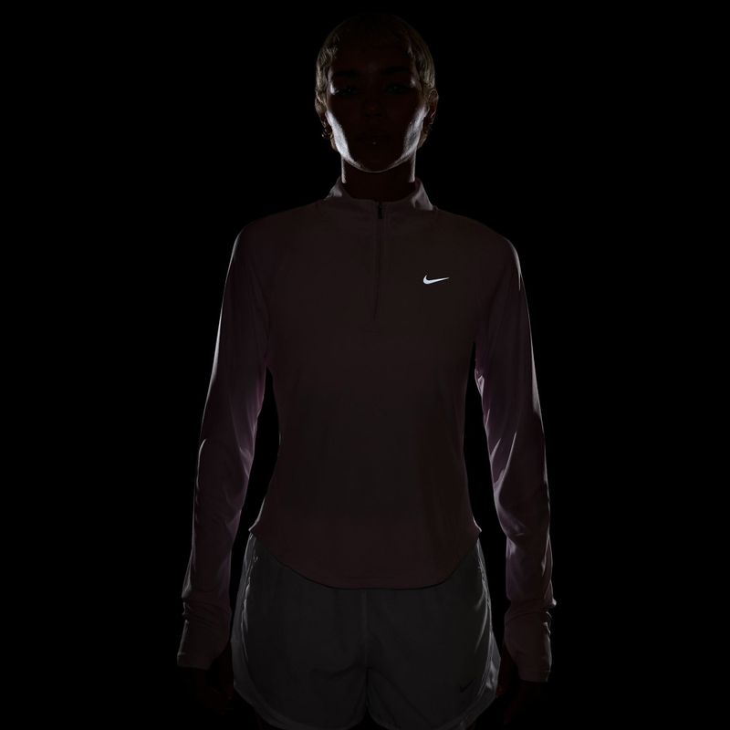 Moteriški bėgimo marškinėliai ilgomis rankovėmis Nike Tempo Swoosh Run Dri-Fit 1/4-Zip pink foam/white 4