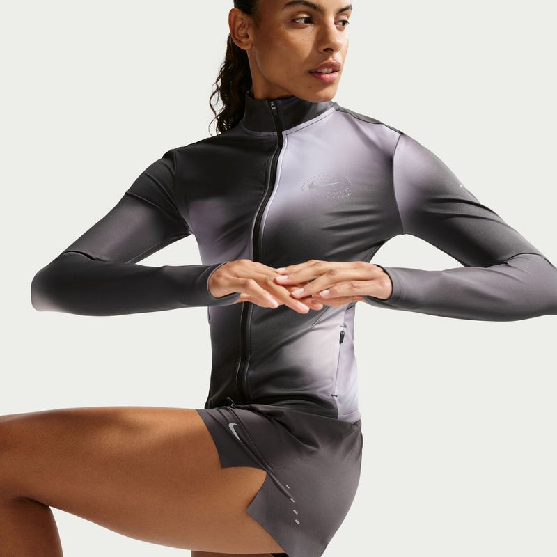 Moteriškas bėgimo džemperis Nike Swift Dri-Fit Full Zip Mid-Layer dark smoke grey/light smoke grey 6