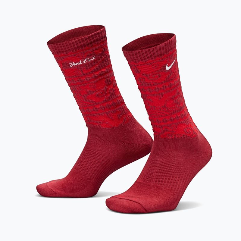 Kojinės Nike Everyday Plus Cushioned Crew team crimson/metallic silver