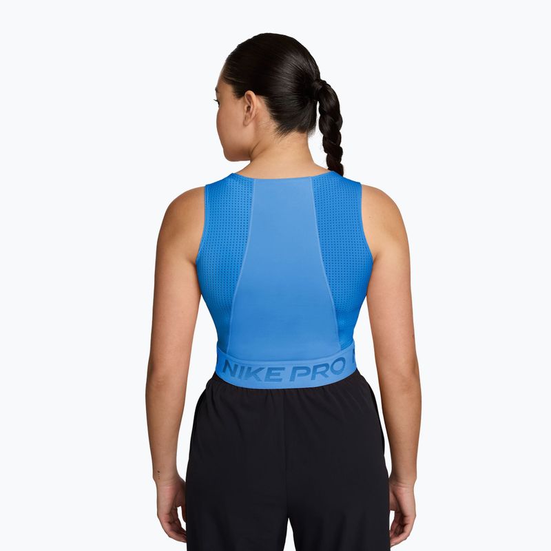 Moteriški treniruočių marškinėliai Nike Pro Dri-Fit university blue/light photo blue/white 2