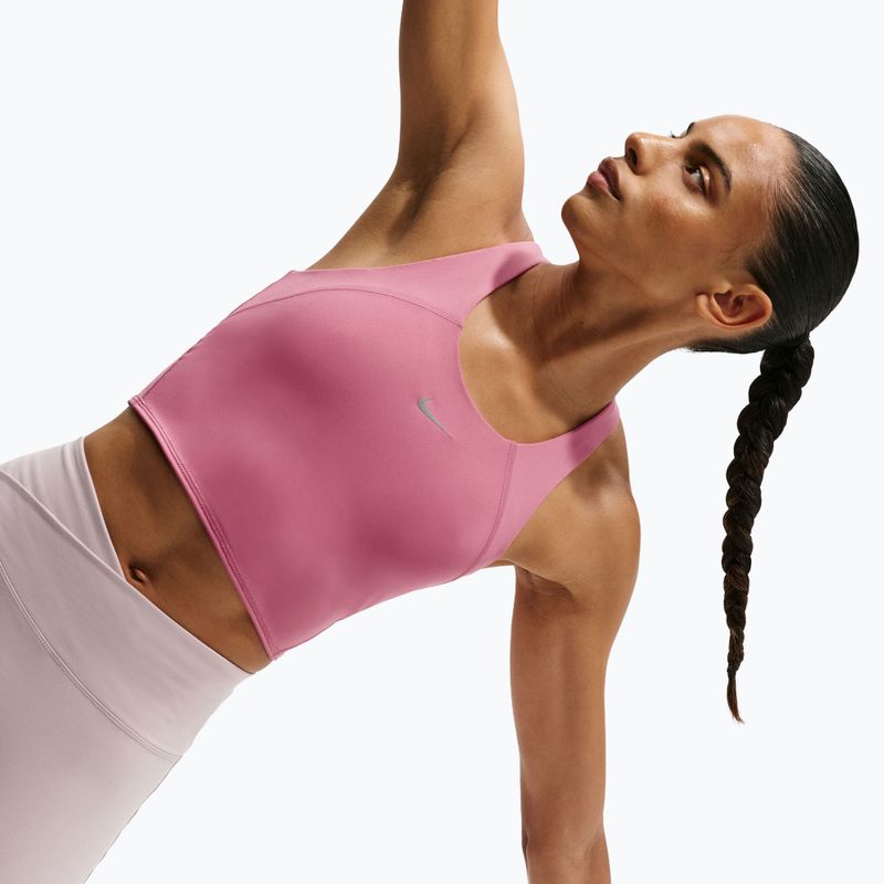 Moteriški bėgimo marškinėliai Nike Tempo Medium Support Cropped Sports Bra peony 5