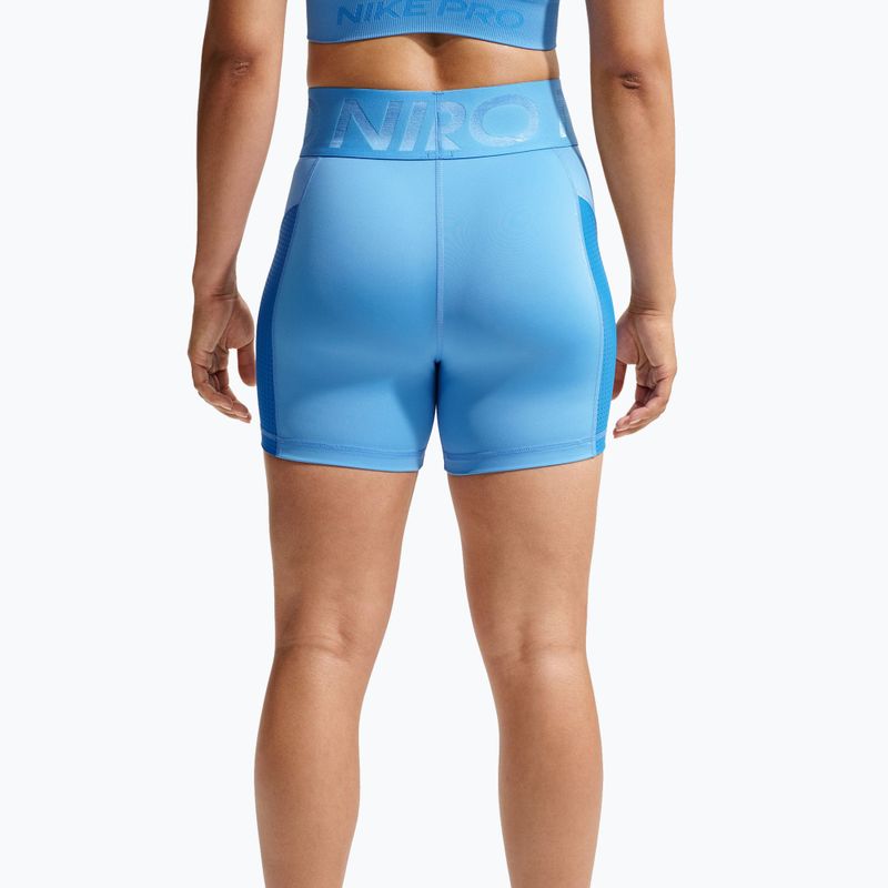 Moteriški šortai Nike Pro Sculpt High Waisted 5" Biker university blue/light photo blue/white 4