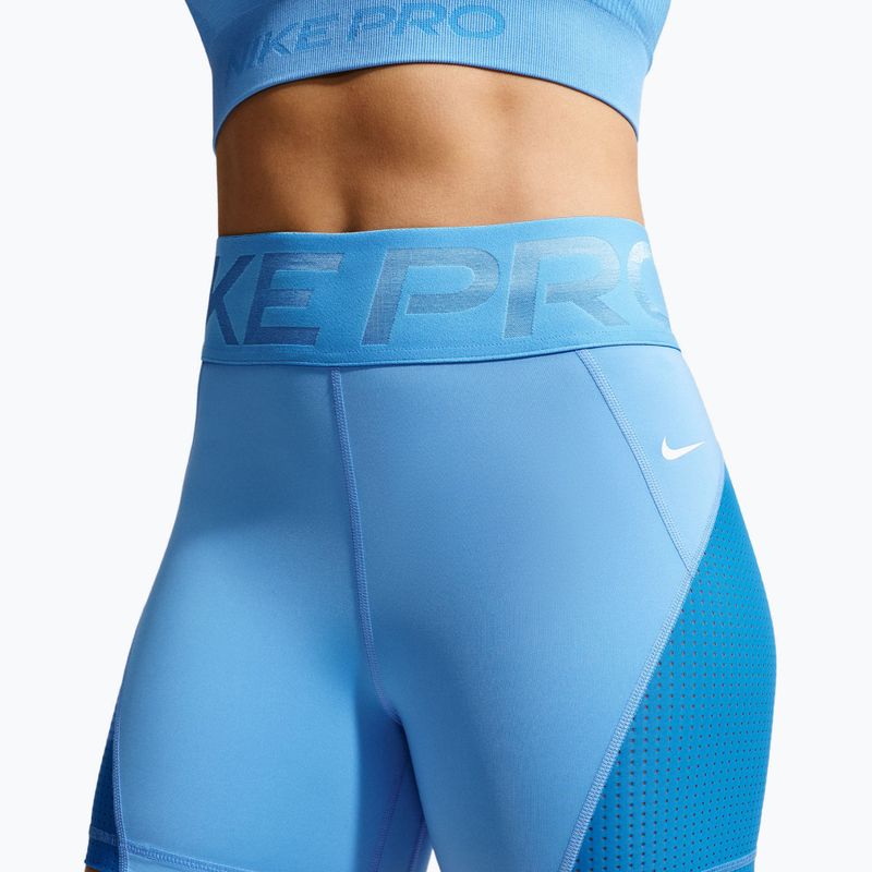 Moteriški šortai Nike Pro Sculpt High Waisted 5" Biker university blue/light photo blue/white 5