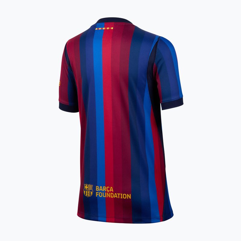 Vaikiški futbolo marškinėliai Nike FC Barcelona Dri-Fit Stadium Home deep garnet/blue void/mineral yellow 2